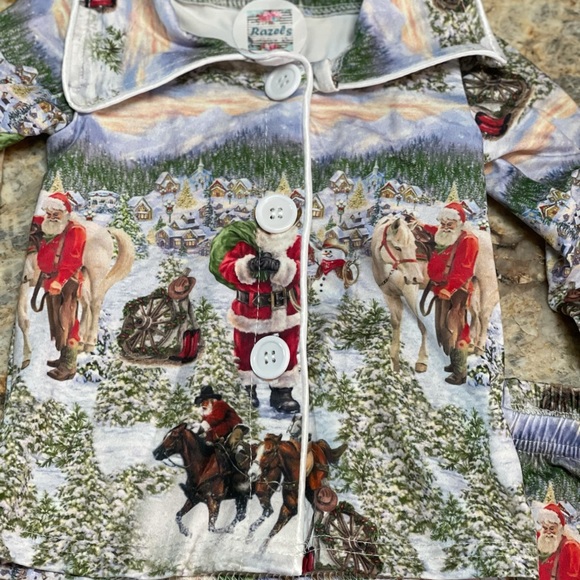 KIDS COWBOY Santa Christmas Pajamas / Family PJs - Picture 6 of 12